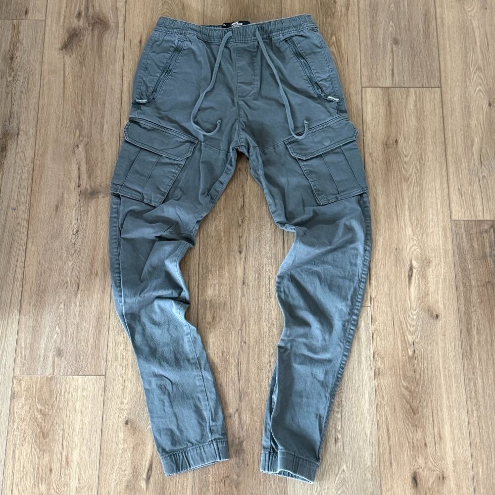 Hollister Stacked Skinny Jogger Pants Gray Small Cargo Stretch Men’s